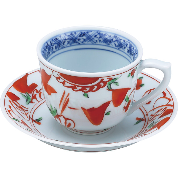 波佐見焼 夢万歴草華紋 珈琲碗皿