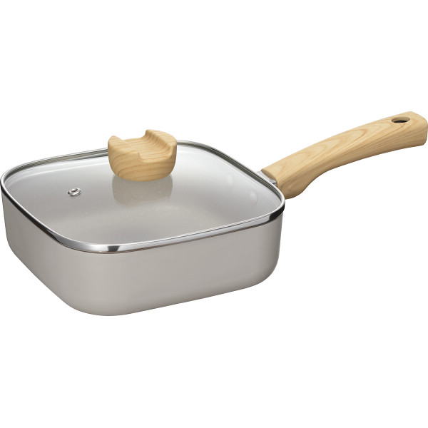 ホペア ＩＨ対応ガラス蓋付マーブルスクエアパン（１８ｃｍ）