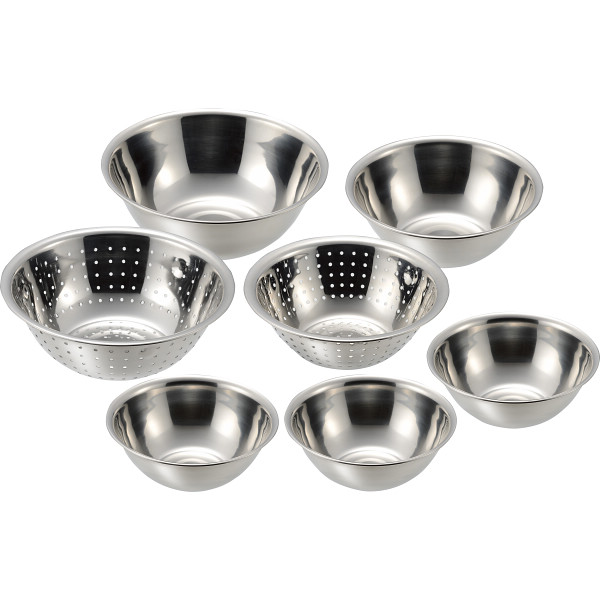 プロンジュⅢ ステンレスボウル＆パンチングざる７点セット
