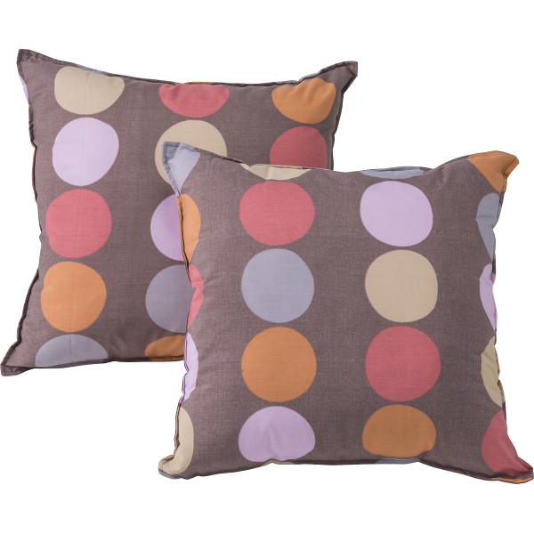 クッション２個セット（ドット）ブラウン