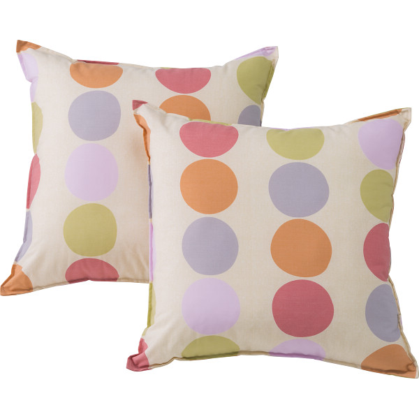 クッション２個セット（ドット）アイボリー