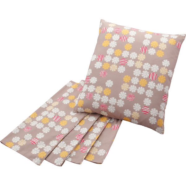 のんはん 座布団カバー５枚セット（おはじき）ピンク