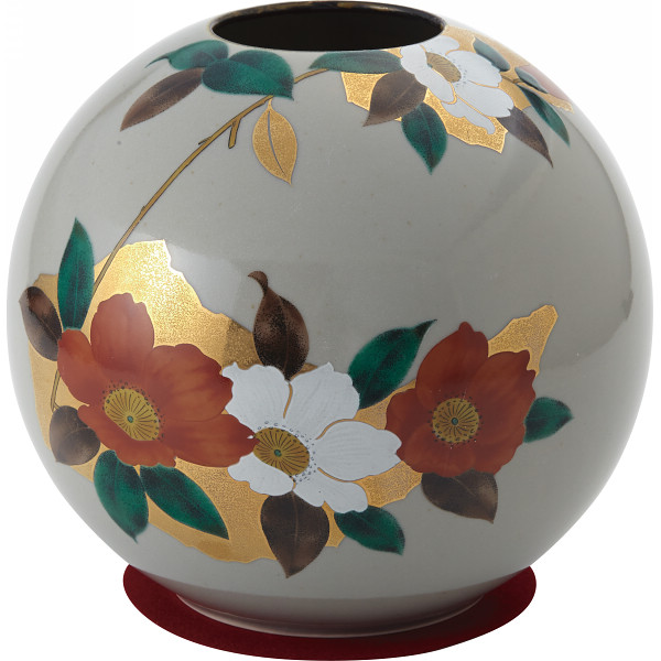 ６号丸花瓶 山茶花