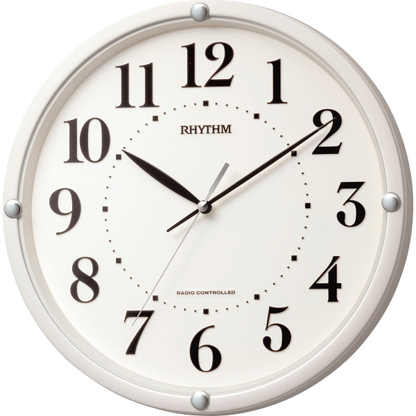 リズム　電波掛時計　フィットウェーブ５６８白