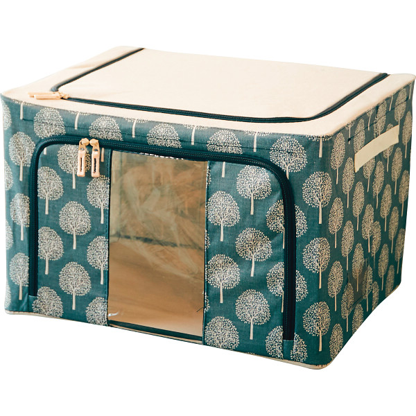 北欧調柄スタッキング窓付き収納ボックス　２個セットナイトツリー