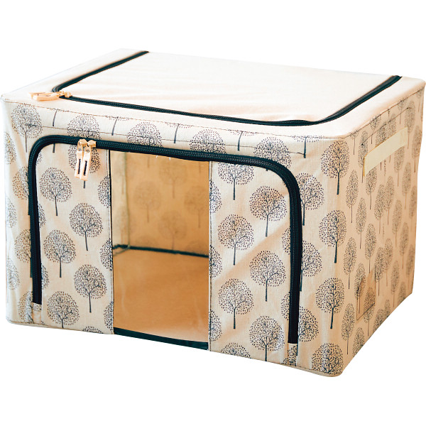 北欧調柄スタッキング窓付き収納ボックス ２個セットデイツリー