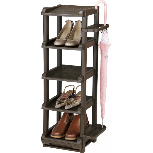シューズラック５段ブラウン