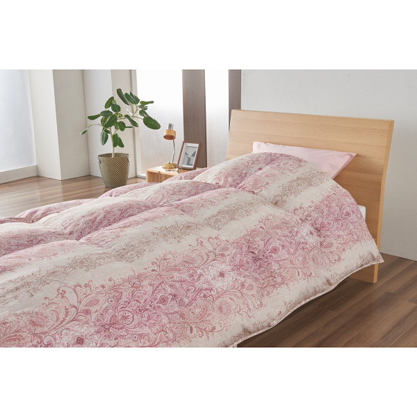 グレーグースダウン９０％羽毛ふとんピンク