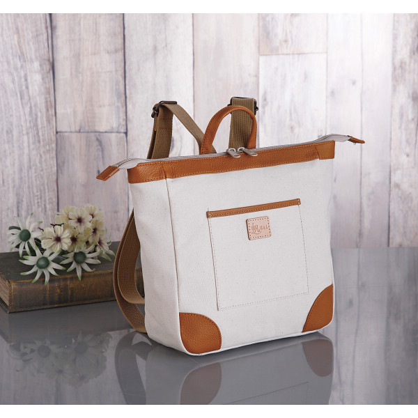 ＨａＬ 倉敷産帆布×姫路レザー スクエアリュックキナリ