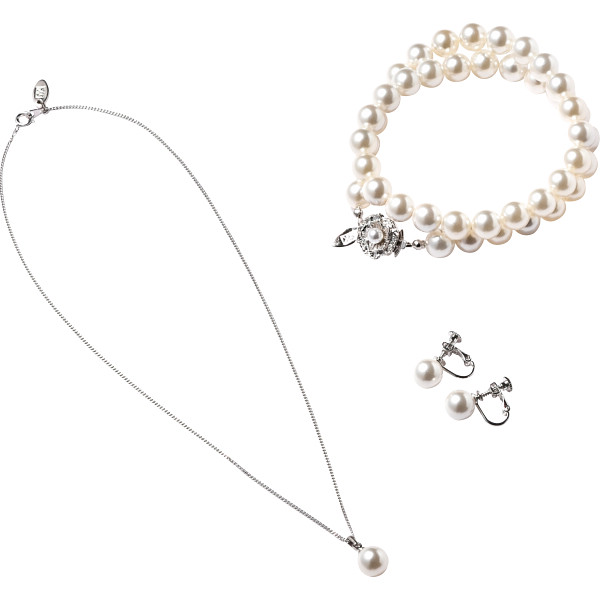 ユキコキミジマ 貝パール３点セットホワイト