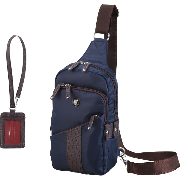 ファゴット　ボディバッグ（パスケース付）ネイビー