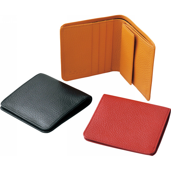 良品工房　日本製牛革二つ折財布ブラック