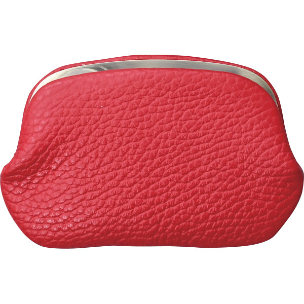 良品工房　日本製牛革天溝がま口財布赤