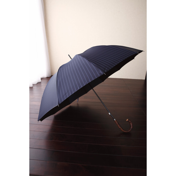 ＜匠＞有村 職人の手作り 紳士雨晴兼用先染綾織長傘クロ