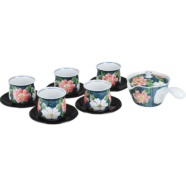 波佐見焼 濃山茶花 茶托付急須茶器揃