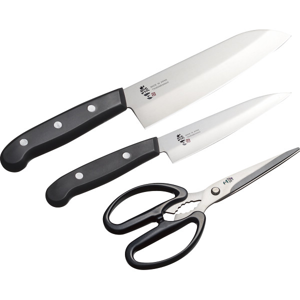 燕三　ステンレス包丁＆キッチンハサミ３点セット