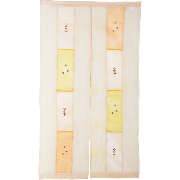 のれん２色セット（オーガンジーパッチワーク）ブルー×アイボリー