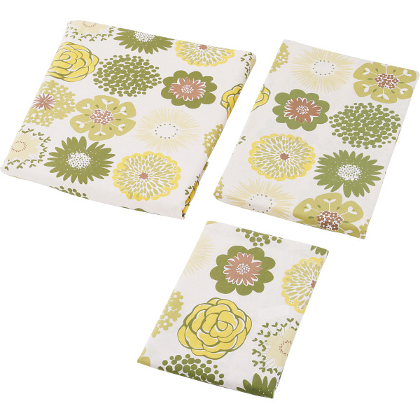 掛・敷ふとんカバー＆ピロケースセット（フラワードット）グリーン