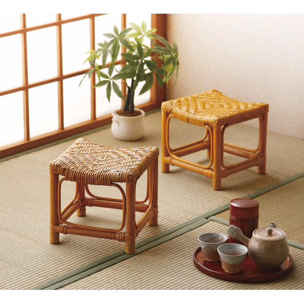 籐ミニスツール２個組
