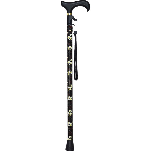 無段階伸縮ステッキ花柄シック