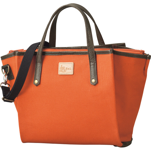 ＨａＬ 倉敷産帆布×姫路レザー プリーツショルダーバッグテラコッタ