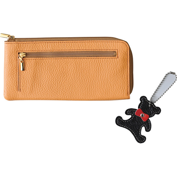 良品工房　日本製牛革ラウンド財布（ストラップ付）キャメル