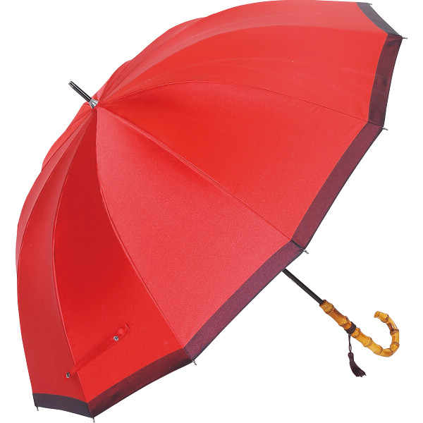 甲州織１２本骨晴雨兼用長傘赤／黒