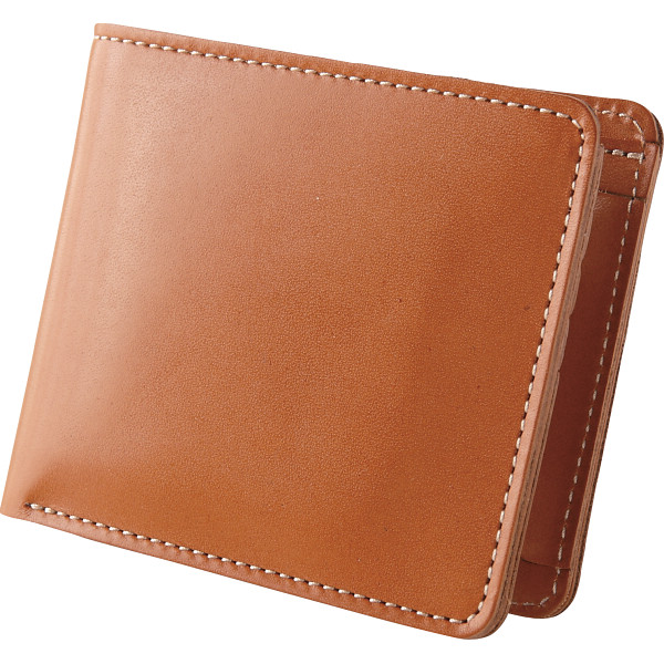 ｍ，ｉ，ｕ，ｏ．ｊ ヌメ革 二つ折財布（メンズ）キャメル