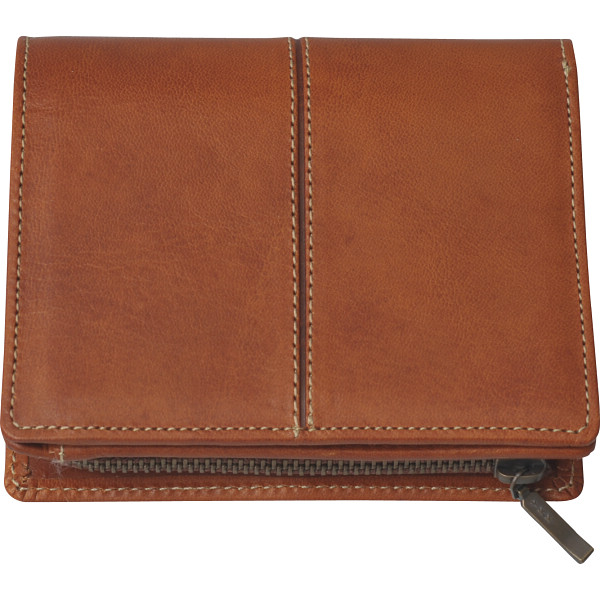 良品工房 日本製牛革二つ折れ財布（ファスナー付小銭入れ）