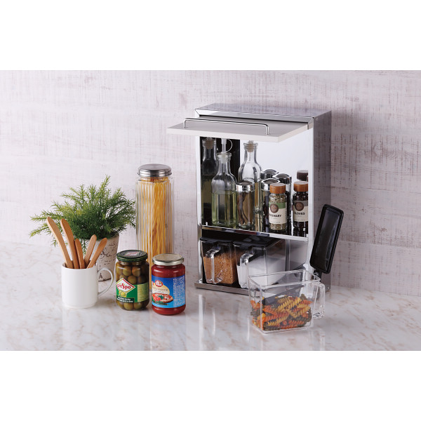 ステンレススパイスストッカー２段スリムホワイト