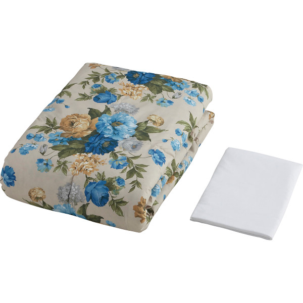 ダウン３０％入り羽根布団（バッグ入り）＆専用カバーブルー