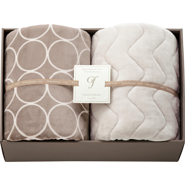 グランフランセヌーベル ハイソフトタッチマイヤー毛布＆敷パットグレージュ