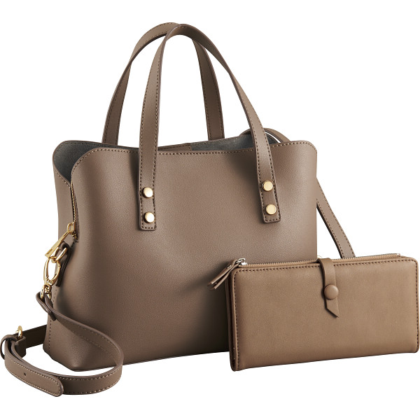 ロレッタルル　ウォレット付き２ＷＡＹショルダーバッグブラウン