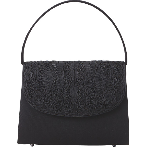 岩佐 コード刺繍×米沢織フォーマルバッグブラック