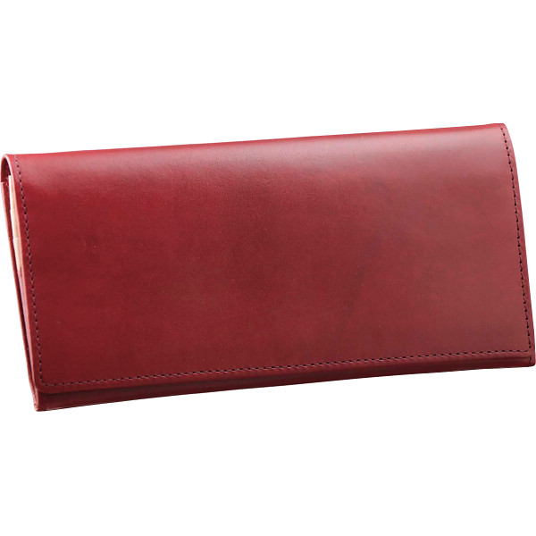 オイルレザーバイカラー長財布ワイン