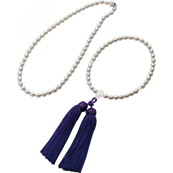 パールネックレス・念珠セットグレー