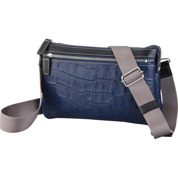 セカンドエフォート　クロコエンボスショルダーネイビー