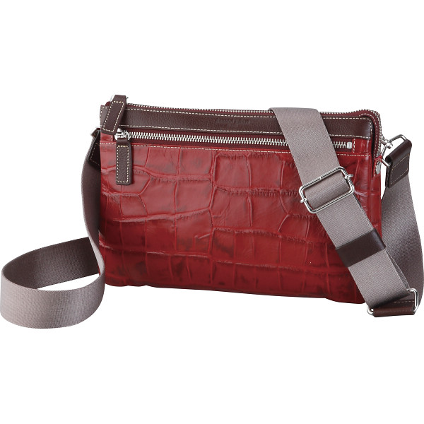 セカンドエフォート　クロコエンボスショルダーレッド