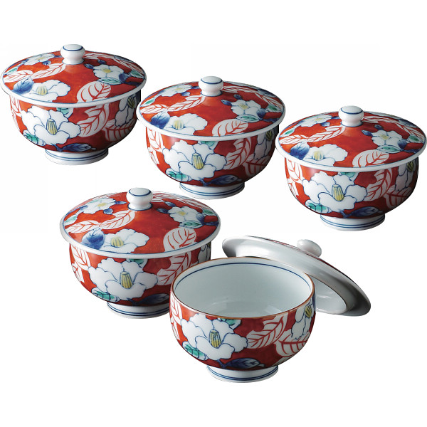 伊万里焼 色彩山茶花 汲出５客揃