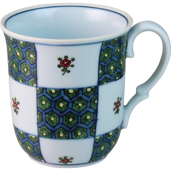 有田焼 亮秀窯 マグ市松亀甲小花