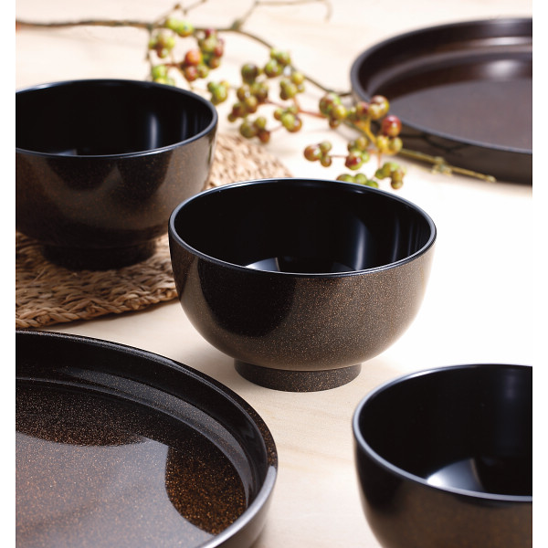 ラメ塗 汁椀２２客揃（丸盆６枚付）