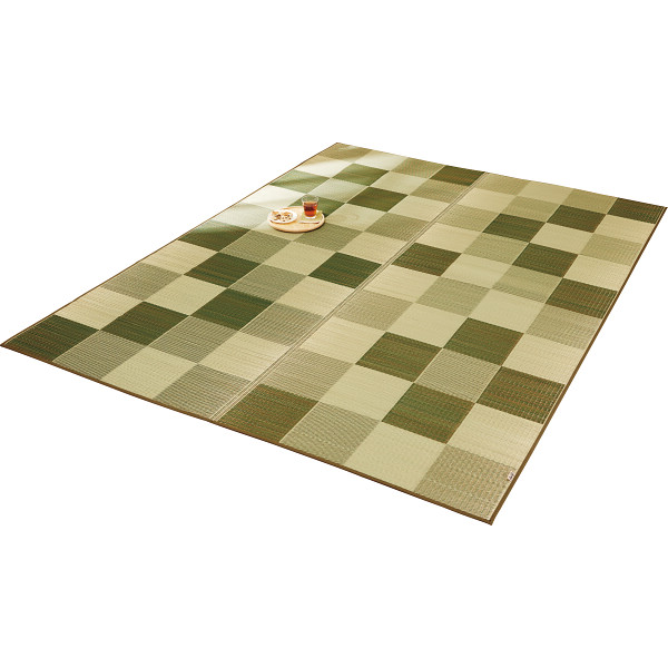 日本製　ＩＧＵＳＡラグ＜ブロック＞グリーン