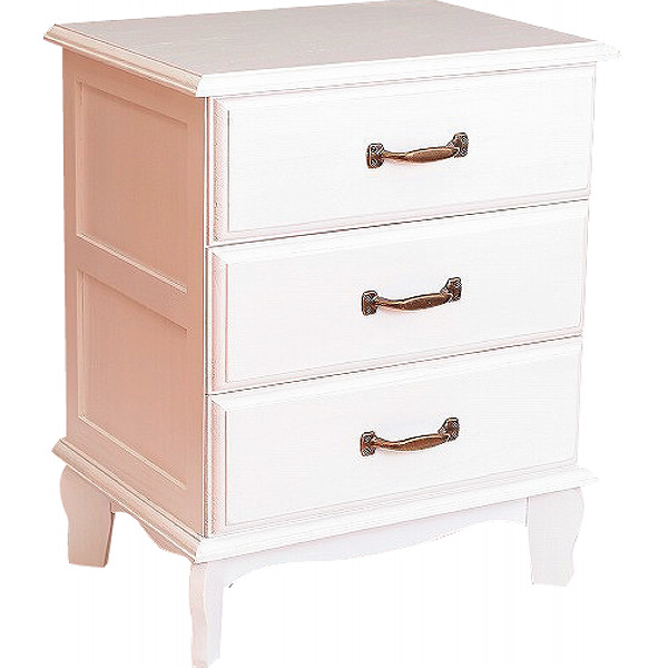 アンティーク風チェスト３段ホワイト