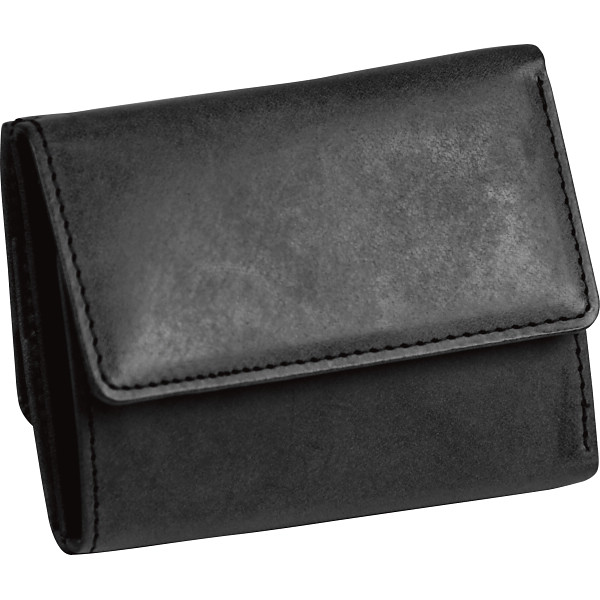 日本製ブライドルレザー　三つ折り財布ブラック