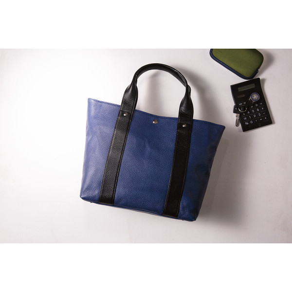 姫路レザー 手提げトートバッグネイビー