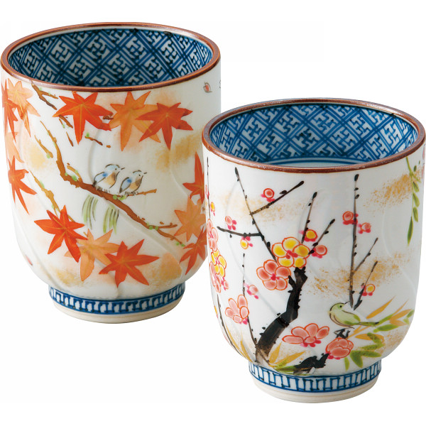 清水焼 彩花鳥 組湯呑