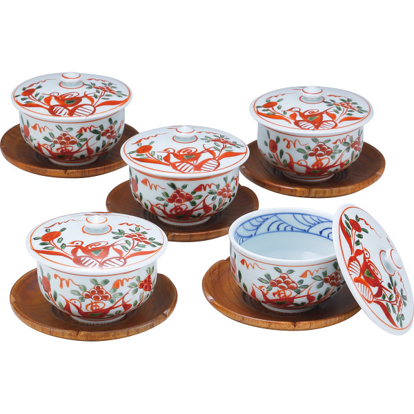 波佐見焼 古伊万里写し絵 茶托付汲出５客揃