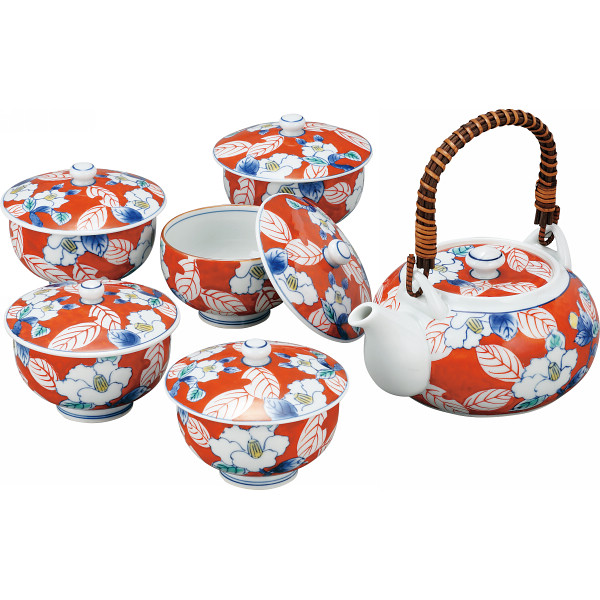 伊万里焼 色彩山茶花 番茶器揃