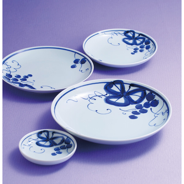 波佐見焼 古染青磁ぶどう絵 ホームセット皿２０客揃