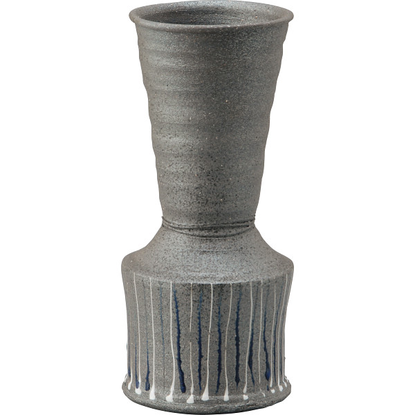 信楽焼 照幸作 花瓶 線